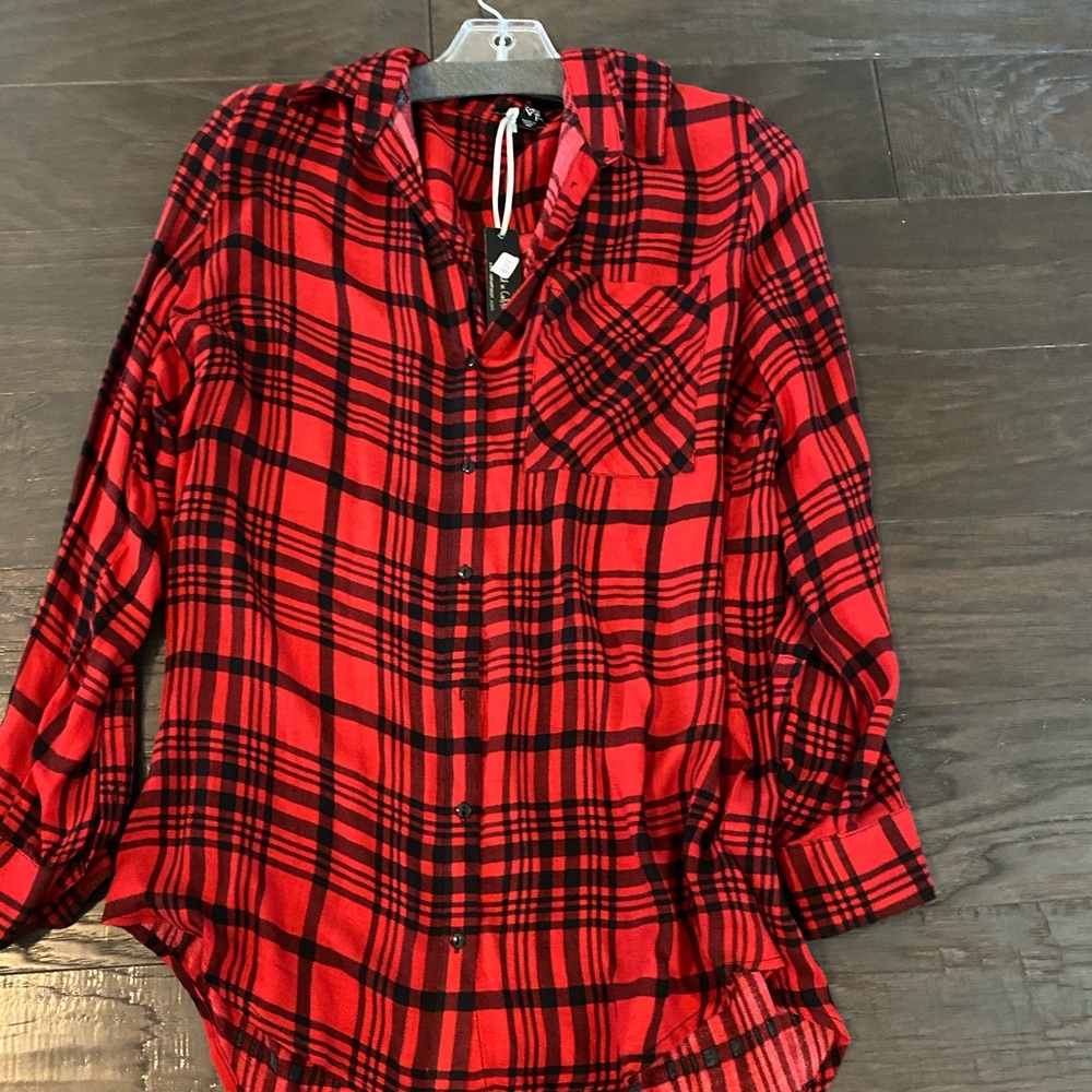 Red plaid blouse
